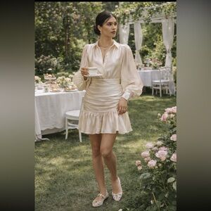 Anthropologie NWT Bardot Milani Drop-Waist Organza Mini Shirt Dress size 10.